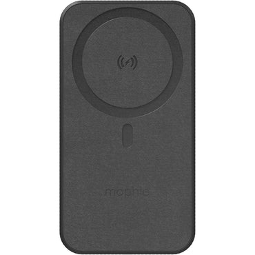 Black wireless charging case with Mophie logo on a white background