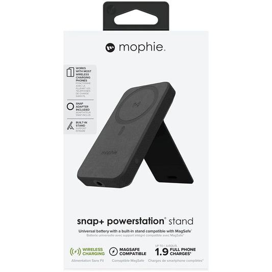 ZAGG mophie Snap+ Powerstation Stand 10000mAh Magnetic Wireless Power Bank with Built-In Stand – Black