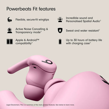 Beats Powerbeats Fit – Wireless Noise-Cancelling Workout Earbuds with Secure Fit Wingtips, Power Pink