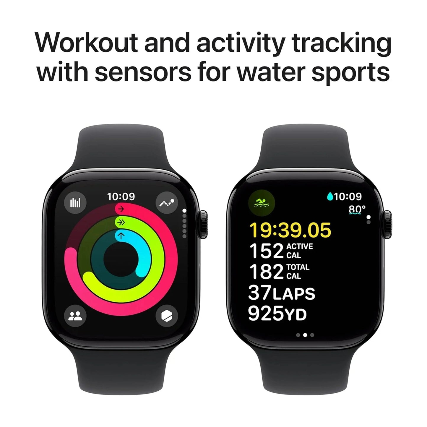 Apple Watch Series 10 GPS 46mm – Jet Black Aluminium Case with Black Sport Band (M/L)