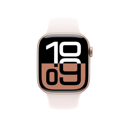Apple Watch Series 10 GPS 42mm – Rose Gold Aluminium Case with Light Blush Sport Band (S/M), ECG, Always-On Retina Display, Water Resistant