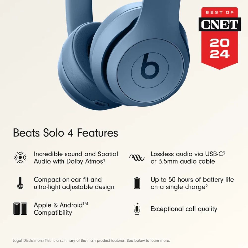 Beats Solo 4 – Wireless Bluetooth On-Ear Headphones, Apple & Android Compatible, Up to 50 Hours Battery Life – Slate Blue