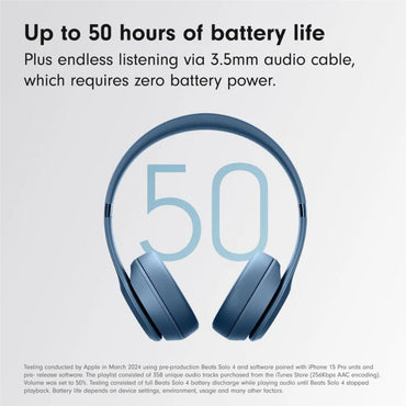 Beats Solo 4 – Wireless Bluetooth On-Ear Headphones, Apple & Android Compatible, Up to 50 Hours Battery Life – Slate Blue
