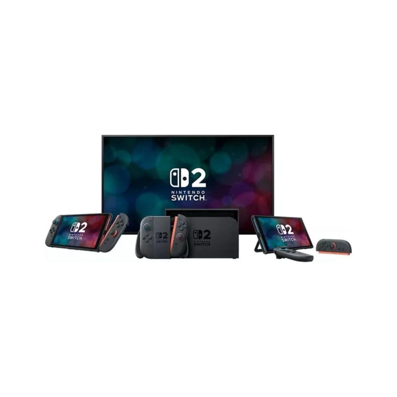 Nintendo Switch console and accessories on a white background