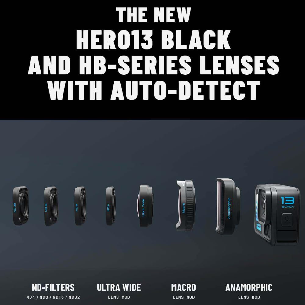 GoPro HERO13 Black - Waterproof Action Camera with 5.3K60 Video, 27MP Photo + Compatability with HB-Series Lenses