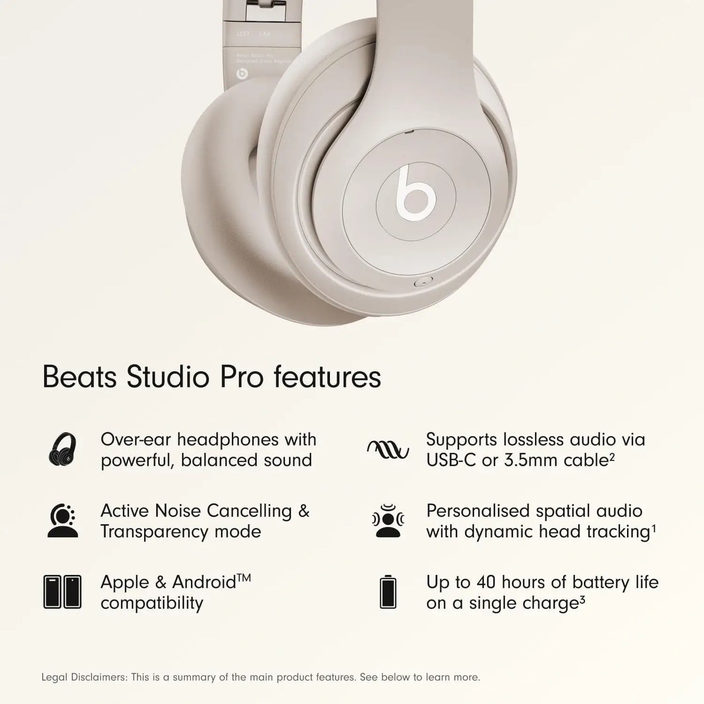 Beats Studio Pro Wireless Noise Cancelling Headphones Sandstone
