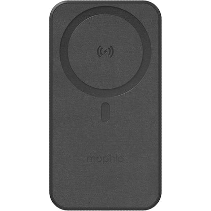 Black wireless charging case with Mophie logo on a white background