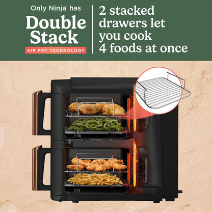Ninja Double Stack XL 9.5L Dual Drawer Air Fryer SL400UKCP – Black/Copper
