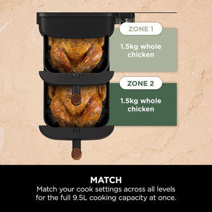 Ninja Double Stack XL 9.5L Dual Drawer Air Fryer SL400UKCP – Black/Copper