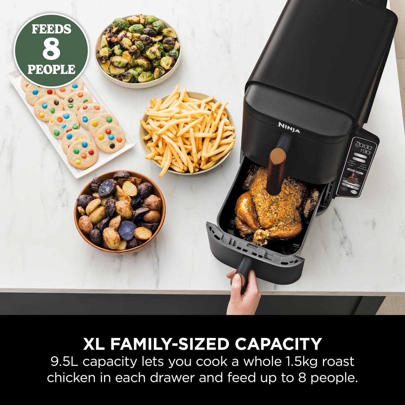 Ninja Double Stack XL 9.5L Dual Drawer Air Fryer SL400UKCP – Black/Copper