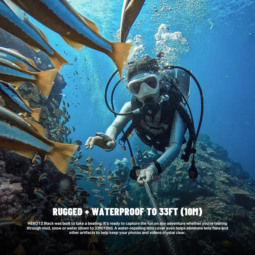 GoPro HERO13 Black - Waterproof Action Camera with 5.3K60 Video, 27MP Photo + Compatability with HB-Series Lenses