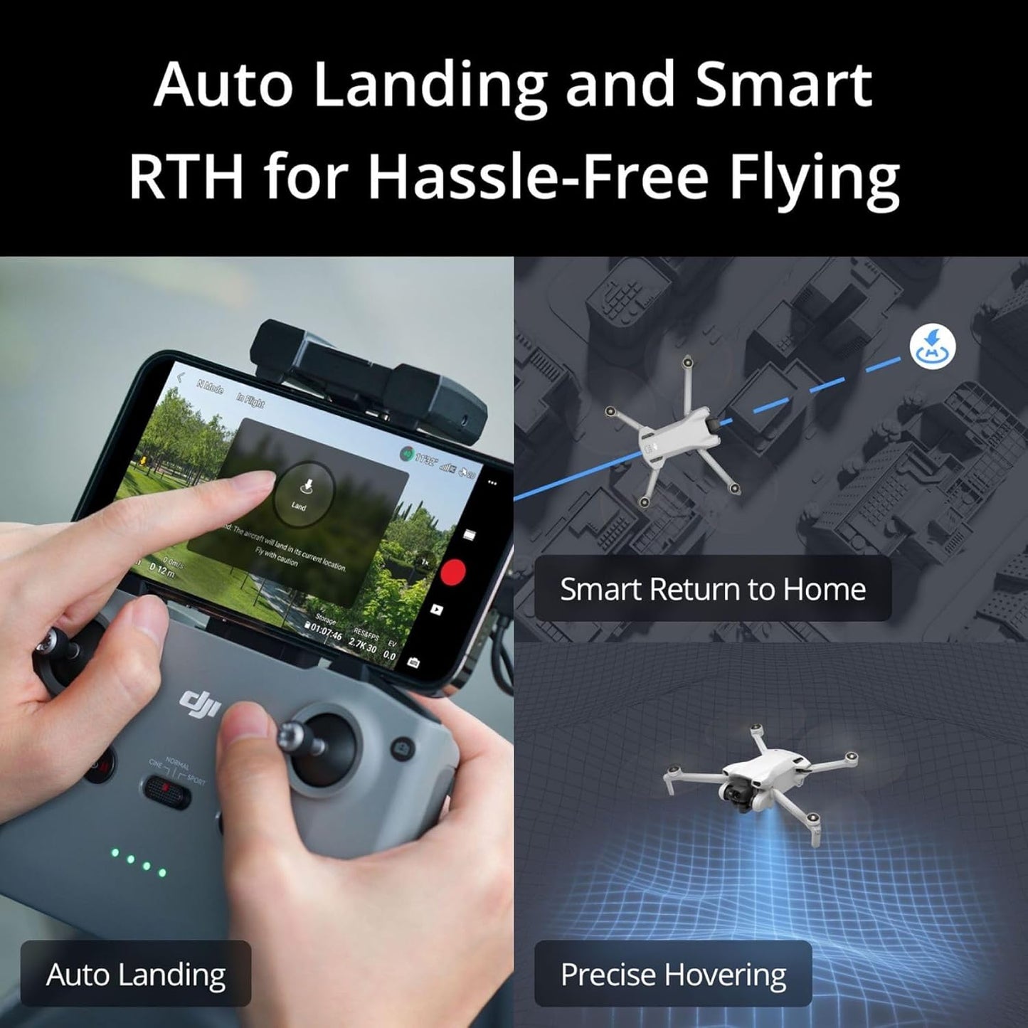DJI Mini 3 (DJI RC) – Lightweight 3x Mechanical Gimbal Mini Camera Drone with 4K HDR Video, 38-min Flight Time, up to 32800ft (10km) Video Transmission, Vertical Shooting, GPS Auto Return Integrated