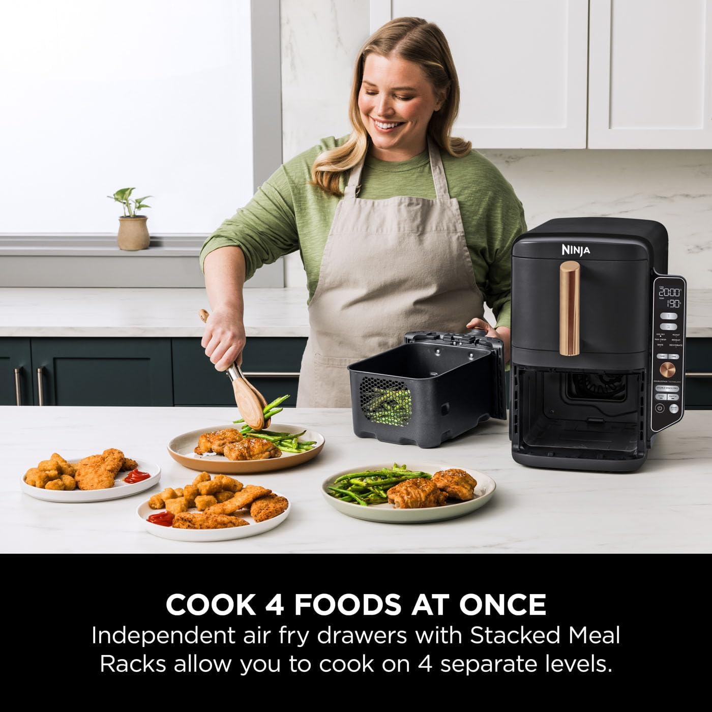 Ninja Double Stack XL 9.5L Dual Drawer Air Fryer SL400UKCP – Black/Copper