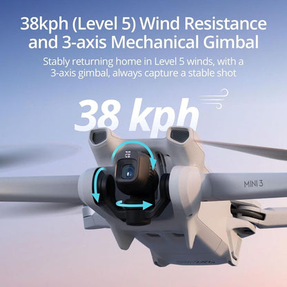 DJI Mini 3 (DJI RC) – Lightweight 3x Mechanical Gimbal Mini Camera Drone with 4K HDR Video, 38-min Flight Time, up to 32800ft (10km) Video Transmission, Vertical Shooting, GPS Auto Return Integrated