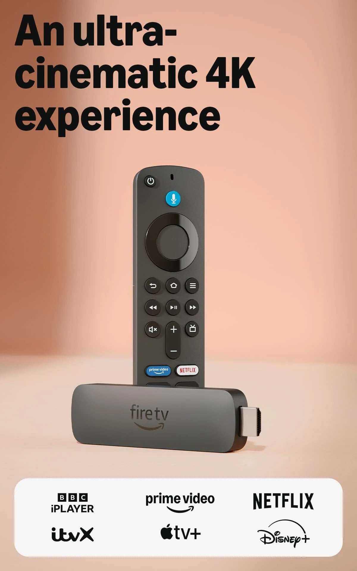 Amazon Fire TV Stick 4K Plus streaming device, supports Wi-Fi 6, Dolby Vision/Atmos, HDR10+, find TV programmes faster with Alexa+