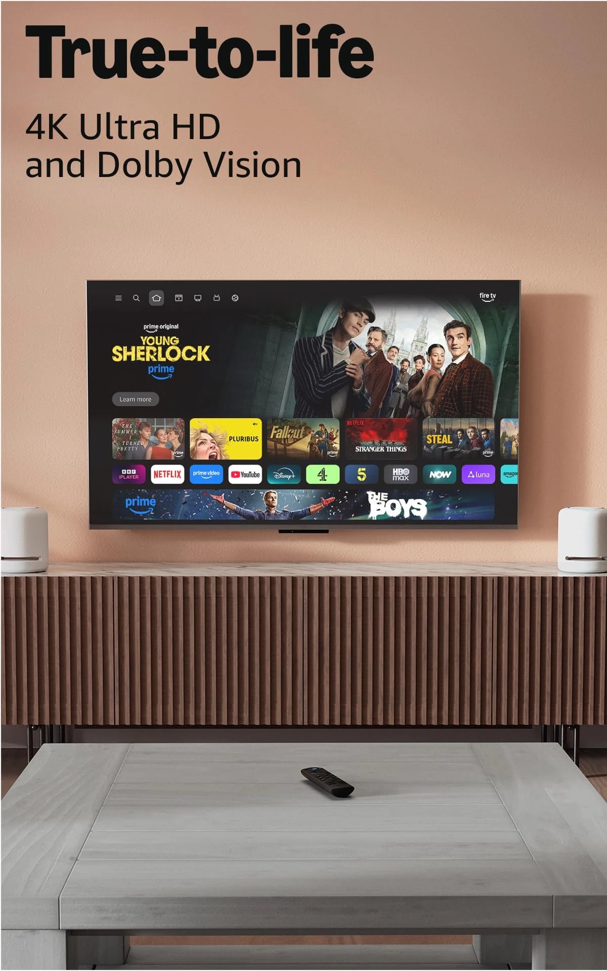 Amazon Fire TV Stick 4K Plus streaming device, supports Wi-Fi 6, Dolby Vision/Atmos, HDR10+, find TV programmes faster with Alexa+