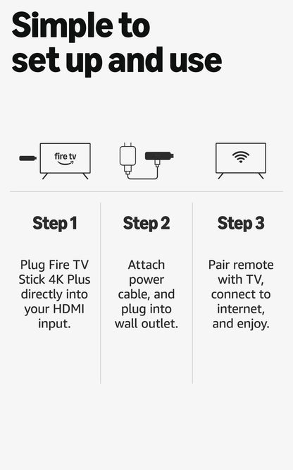 Amazon Fire TV Stick 4K Plus streaming device, supports Wi-Fi 6, Dolby Vision/Atmos, HDR10+, find TV programmes faster with Alexa+