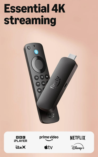 Amazon Fire TV Stick 4K Select, start streaming in 4K, hundreds of thousands of films and TV episodes, free & live TV, find TV programmes faster with Alexa+
