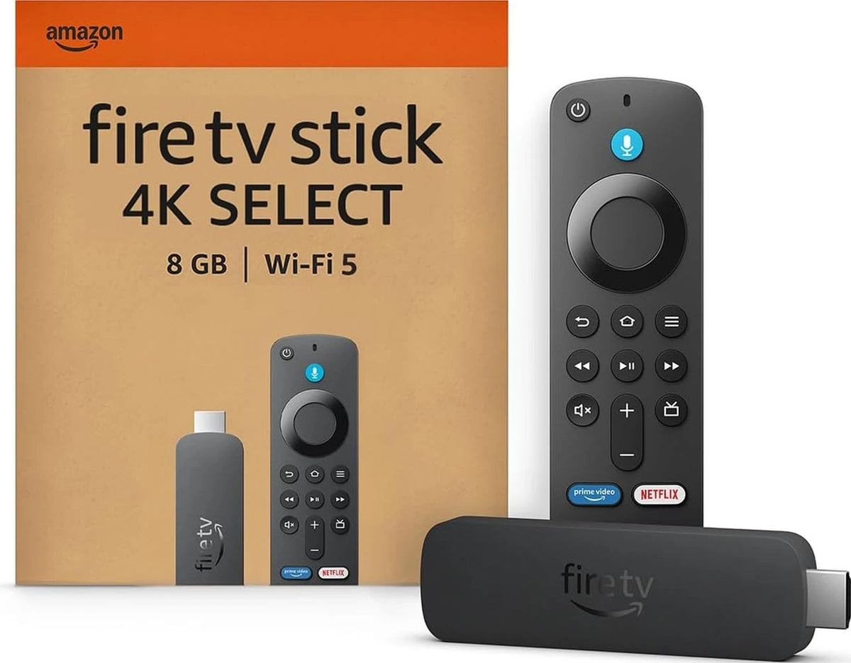 Amazon Fire TV Stick 4K Select, start streaming in 4K, hundreds of thousands of films and TV episodes, free & live TV, find TV programmes faster with Alexa+
