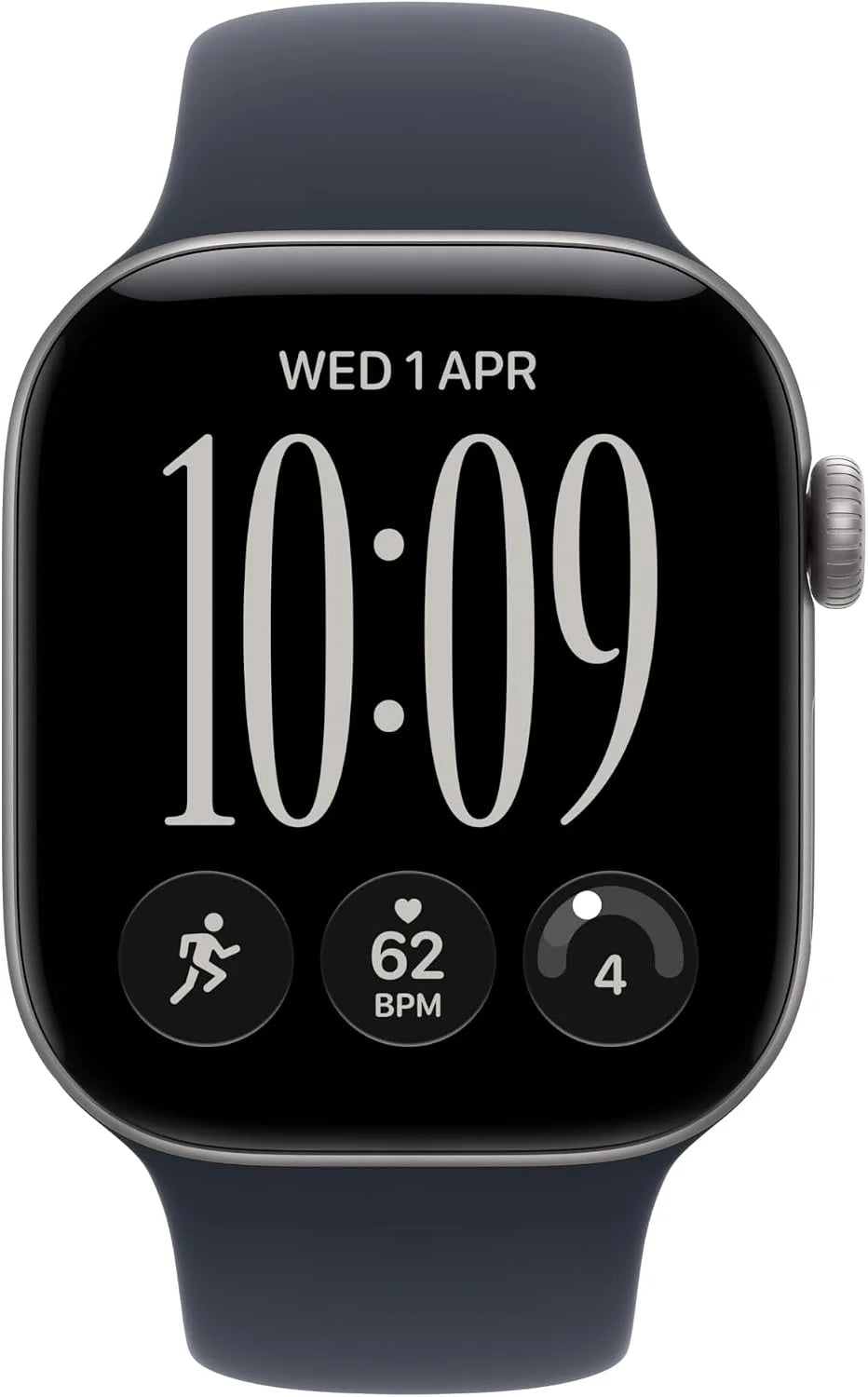 Apple Watch Series 12 GPS + Cellular 42mm Space Grey Aluminium Case Navy Blue Sport Band - S/M. Smartwatch, Health + Fitness + Sleep Tracking, Heart Rate, Safety