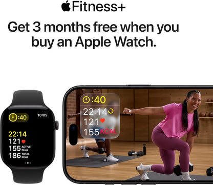 Apple Watch Series 12 GPS + Cellular 42mm Space Grey Aluminium Case Navy Blue Sport Band - S/M. Smartwatch, Health + Fitness + Sleep Tracking, Heart Rate, Safety