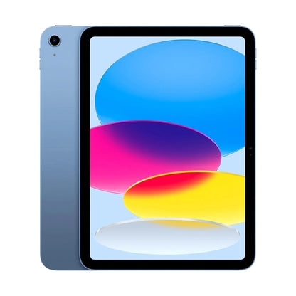 Tablet with colorful abstract design on screen against a white background