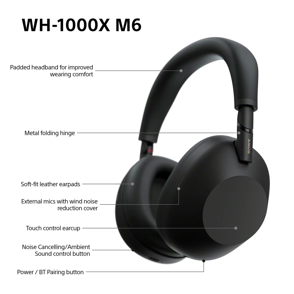 Sony WH-1000XM6 Flagship Noise Cancelling Over-Ear Wireless Bluetooth Headphones – Black