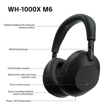 Sony WH-1000XM6 Flagship Noise Cancelling Over-Ear Wireless Bluetooth Headphones – Black