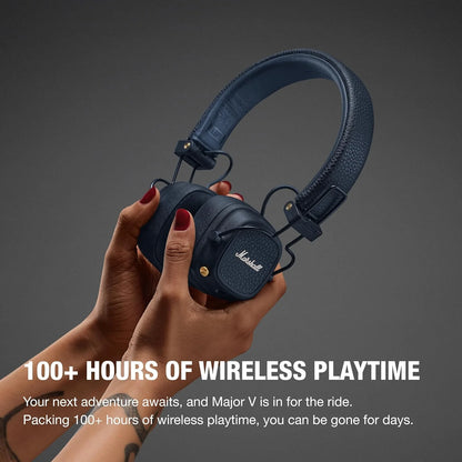 Marshall Major V On-Ear Wireless Bluetooth Headphones - Midnight Blue