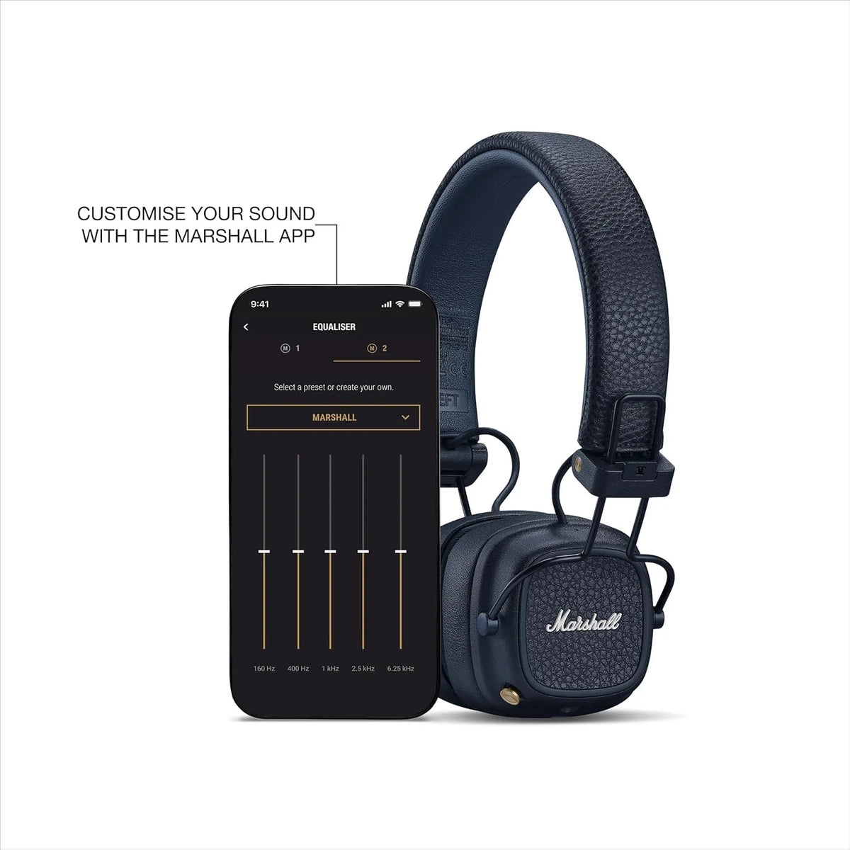 Marshall Major V On-Ear Wireless Bluetooth Headphones - Midnight Blue