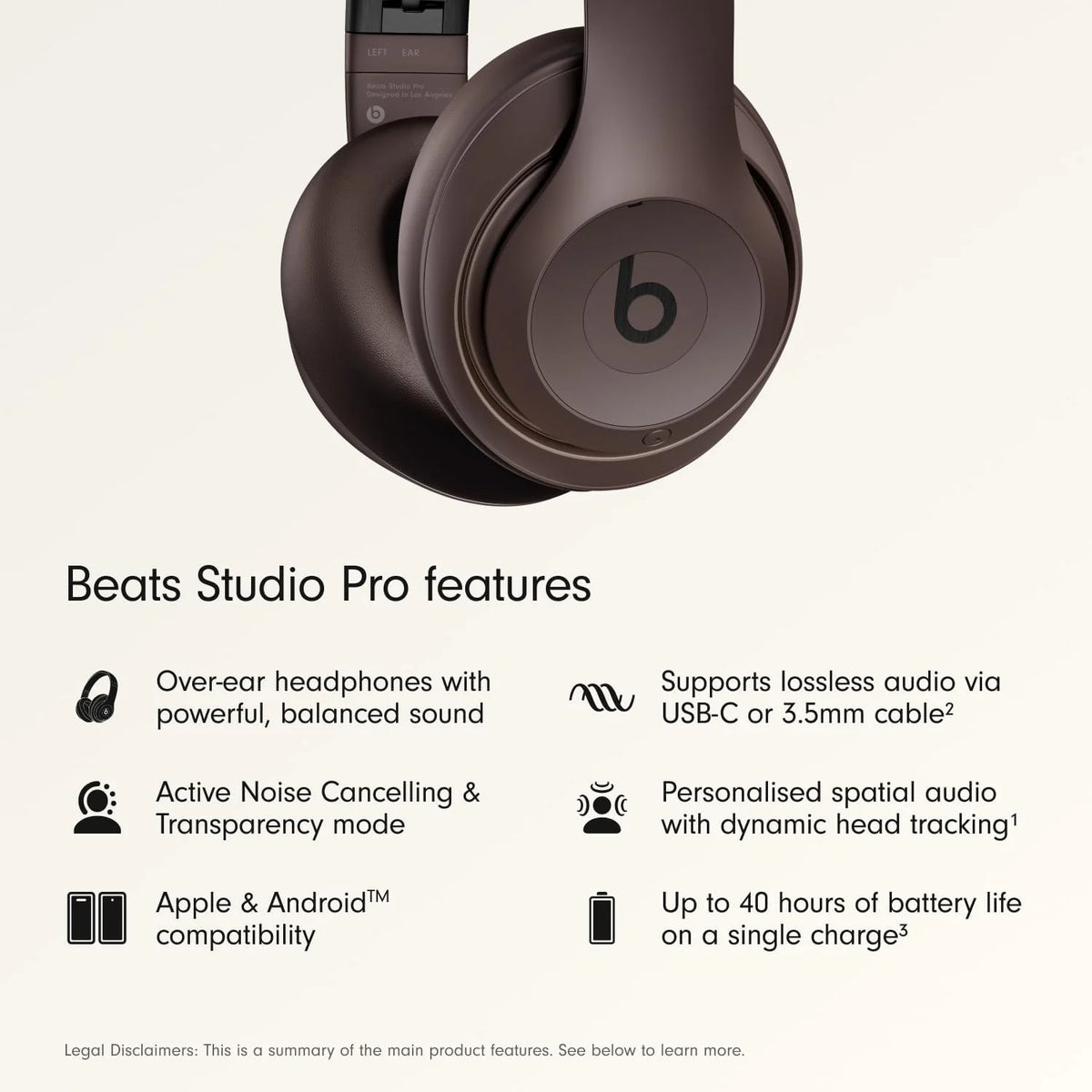 BEATS Studio Pro Wireless Bluetooth Noise-Cancelling Headphones - Deep Brown