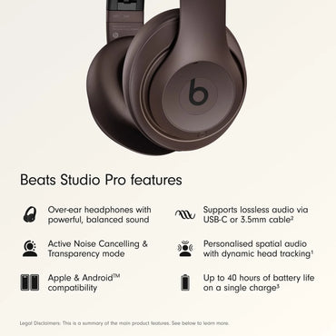 BEATS Studio Pro Wireless Bluetooth Noise-Cancelling Headphones - Deep Brown