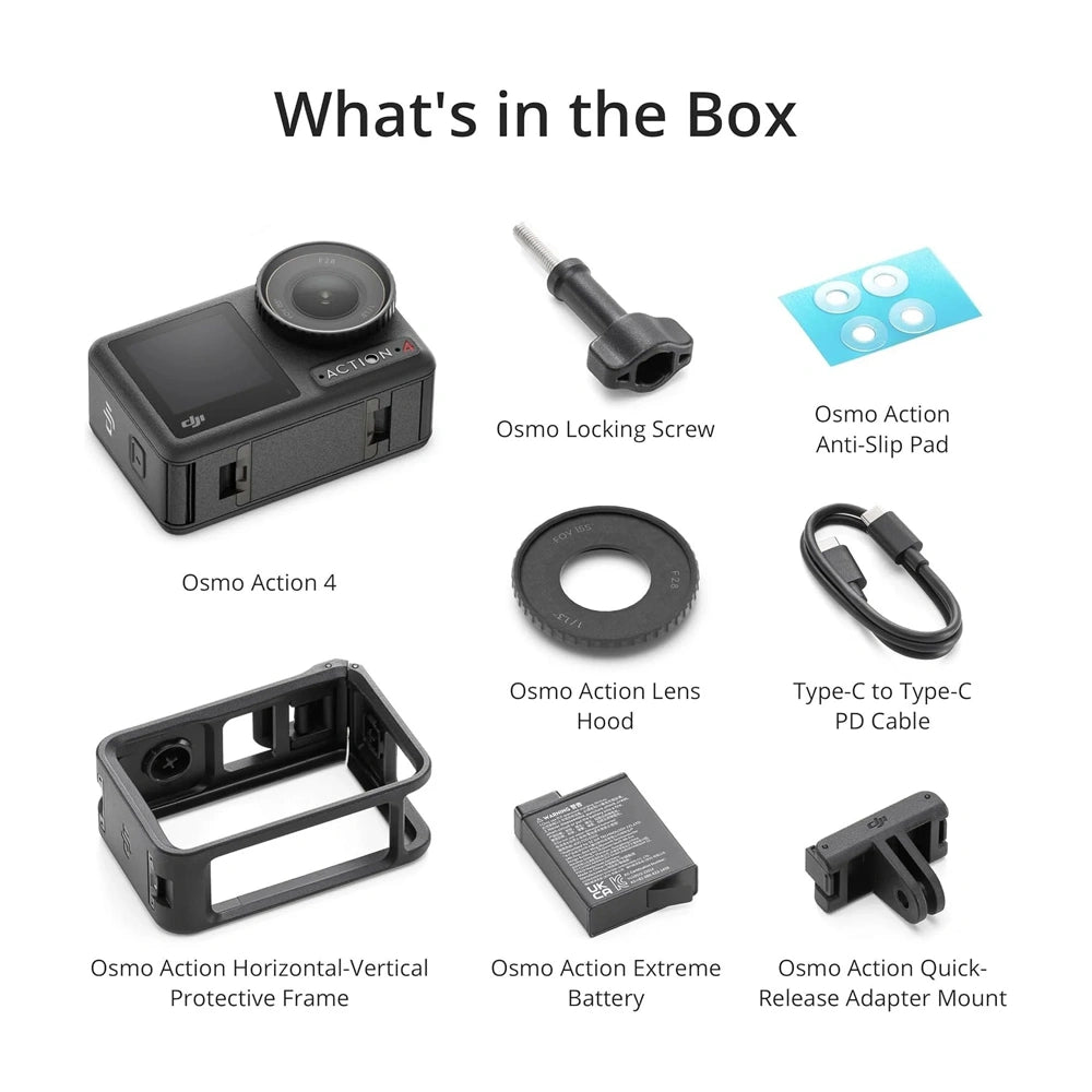 DJI Osmo Action 4 Essential Combo – 4K/120fps Action Camera with 1/1.3" Sensor, Low-Light & Underwater Vlogging, 10-bit D-Log M, 1770mAh Battery