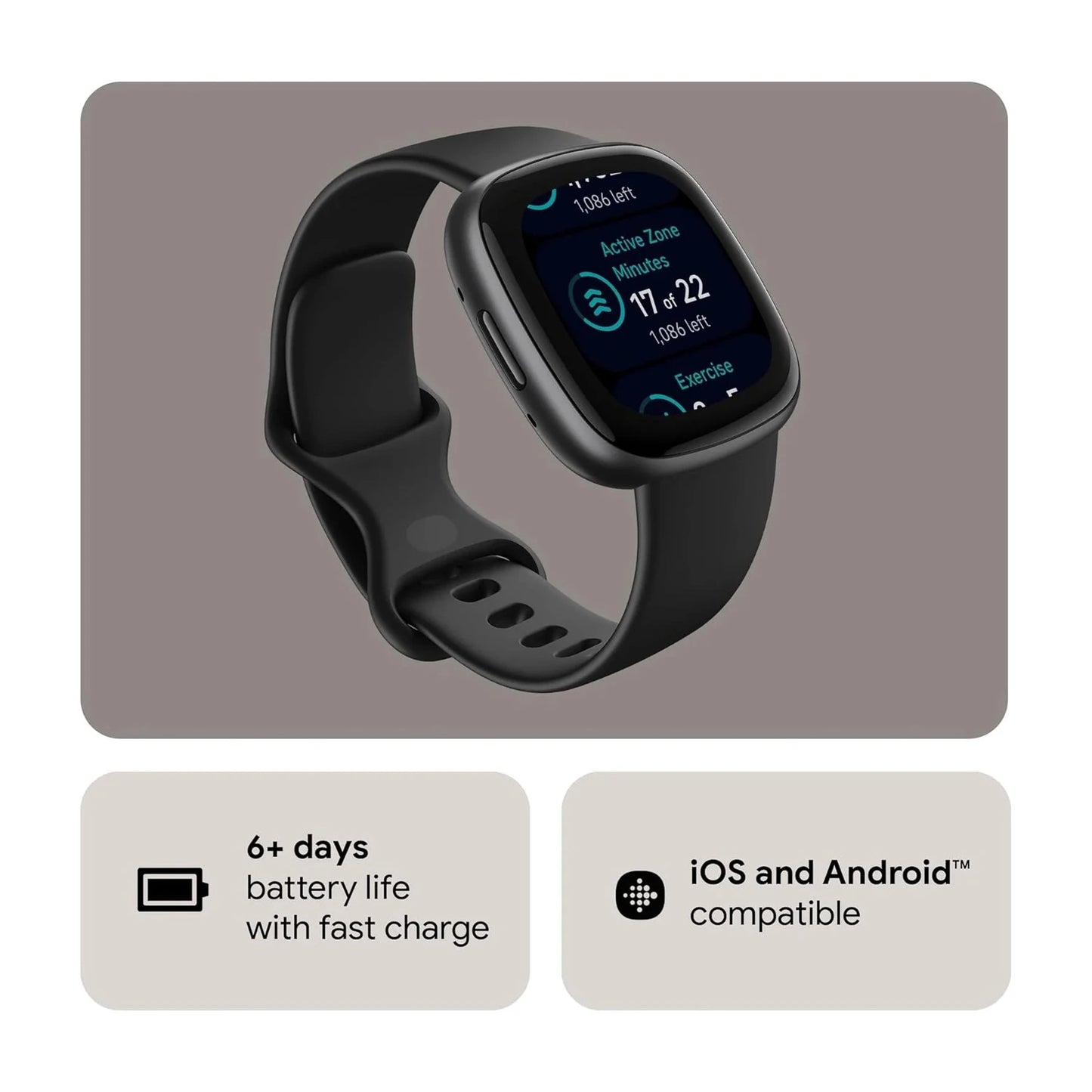 Google Fitbit Versa 4 Fitness Smartwatch with built-in GPS and up to 6 days battery life - compatible with iOS 15 or higher & Android OS 9.0 or higher