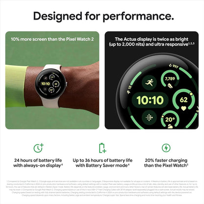 Google Pixel Watch 3 (45mm) – Matte Black Aluminium Case with Obsidian Band, LTE | Heart Rate Tracking, Fitbit Running Features, 24-Hour Battery