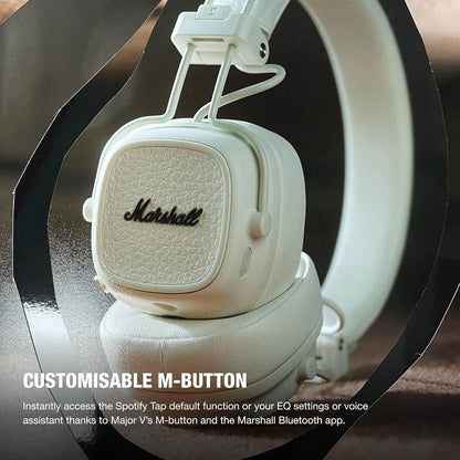 Marshall Major V Bluetooth Headphones, 100 Hours Playtime - Cream