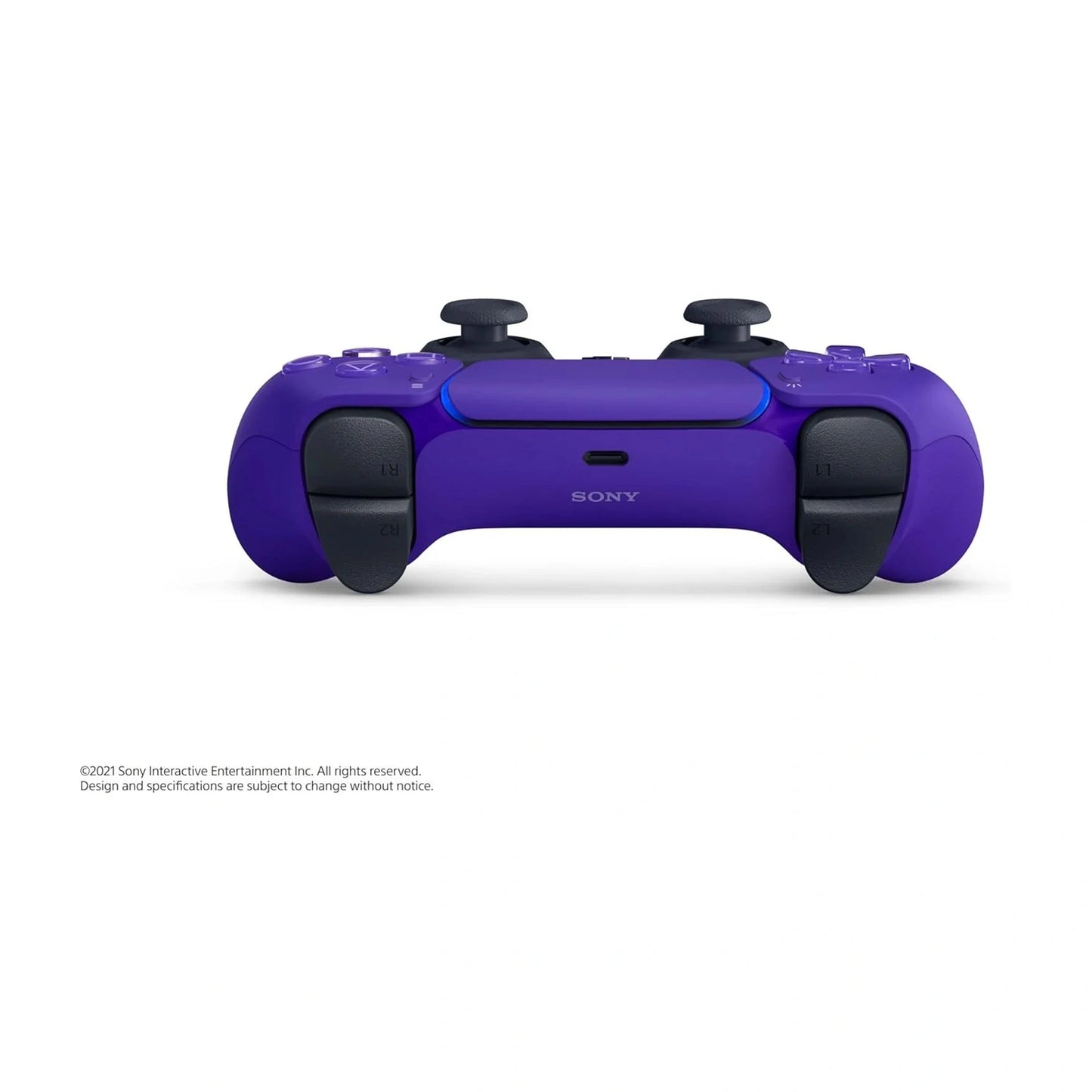 Purple gaming controller with Sony logo on a white background
