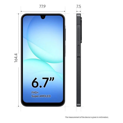 Samsung Galaxy A17 5G, AI Smartphone, Slim 7.5mm Frame, Large Screen, 50MP Camera, 128GB Storage, 4GB Memory, 5000 mAh Battery, Black