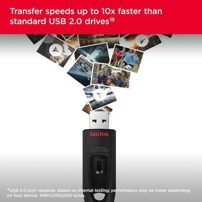 SanDisk Ultra 256GB USB 3.0 Flash Drive – High-Speed 130MB/s USB Type-A Memory Stick with Password Protection & RescuePRO Recovery