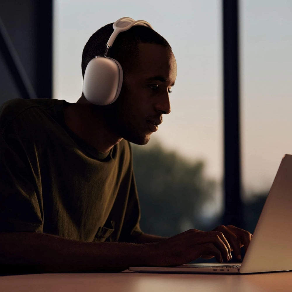Person wearing AirPods Max Space Gray