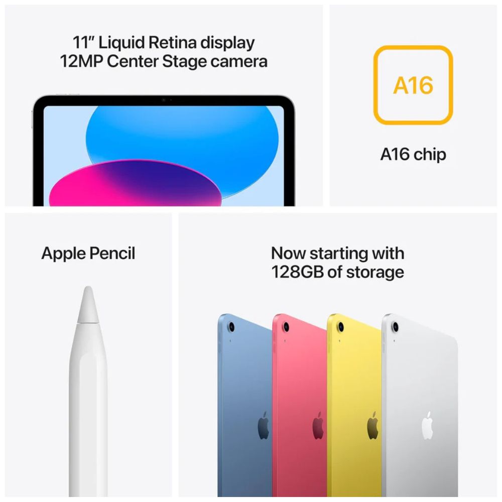 Apple iPad 11-inch (A16, 256GB, Wi-Fi 6) – Liquid Retina Display, 12MP Cameras, Yellow
