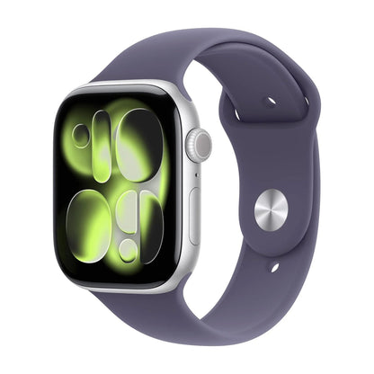 Smartwatch with a purple band on a white background