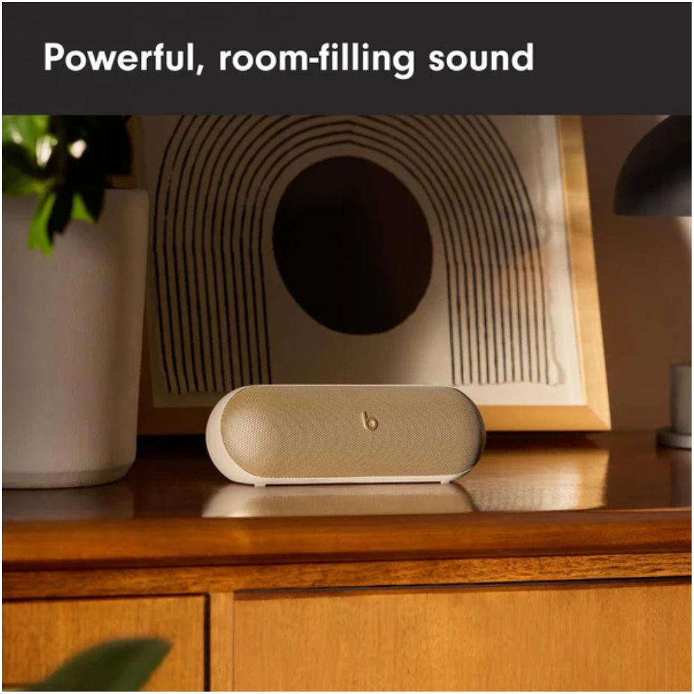 Beats Pill Wireless Bluetooth Speaker – 24H Battery, USB-C, IP67 Water-Resistant, Portable, Champagne Gold