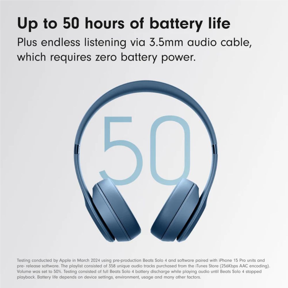 Beats Solo 4 – Wireless Bluetooth On-Ear Headphones, Apple & Android Compatible, Up to 50 Hours Battery Life – Slate Blue