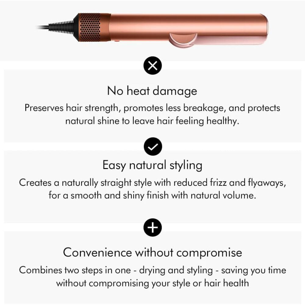 Dyson Airstrait™ Hair Straightener & Dryer – Wet to Dry, Amber Silk/Pink Champagne