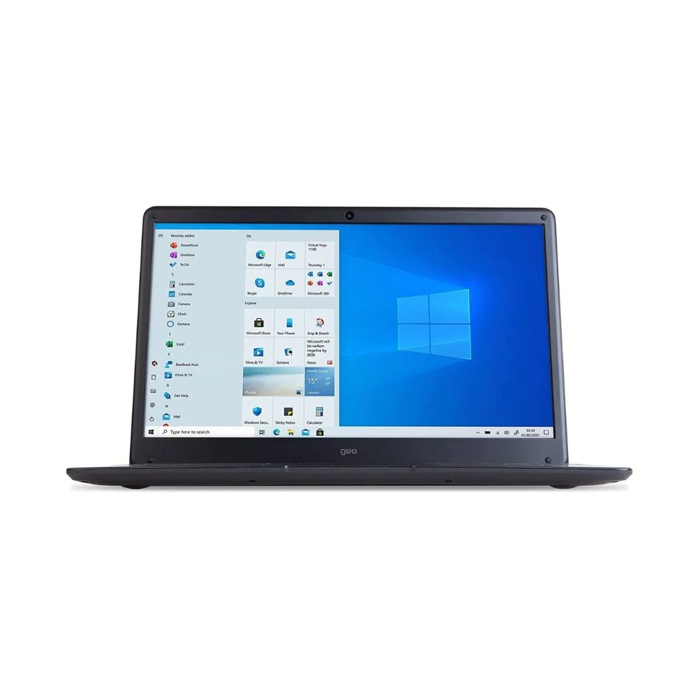 Laptop with a blue screen displaying a Windows operating system on a white background