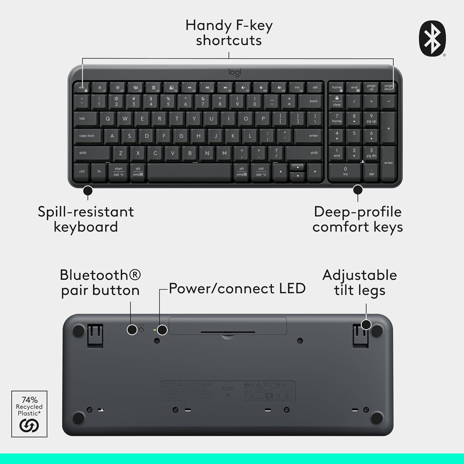 Logitech MK250 wireless keyboard featuers