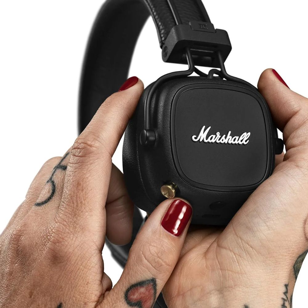Marshall Major IV On-Ear Bluetooth Headphones – Wireless, Foldable, 80 Hours Playtime, Black