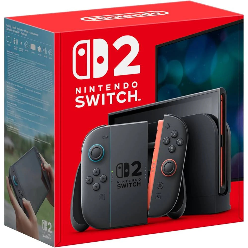 Nintendo Switch OLED gaming console packaging with red and blue design