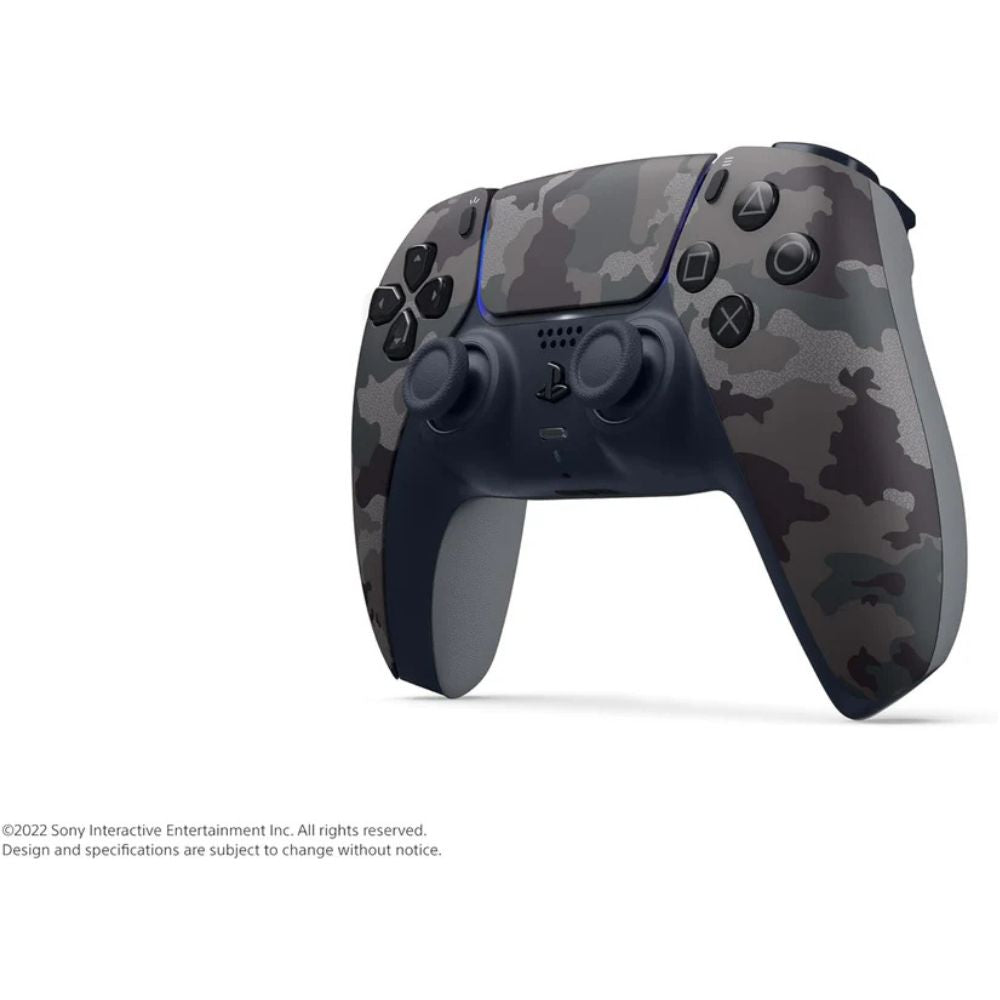 Camouflage-patterned gaming controller on a white background
